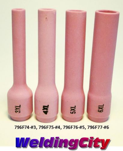 4 Ex-Long Ceramic Cups 796F74 796F75 796F76 796F77 (#3-#6) TIG Torch 9/20/25