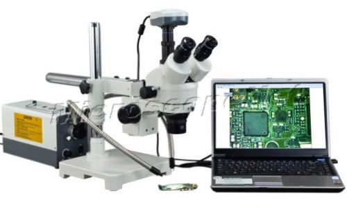 3.5X-90X Zoom Boom Stand Stereo Microscope+9.0MP USB Camera+Dual Fiber Light