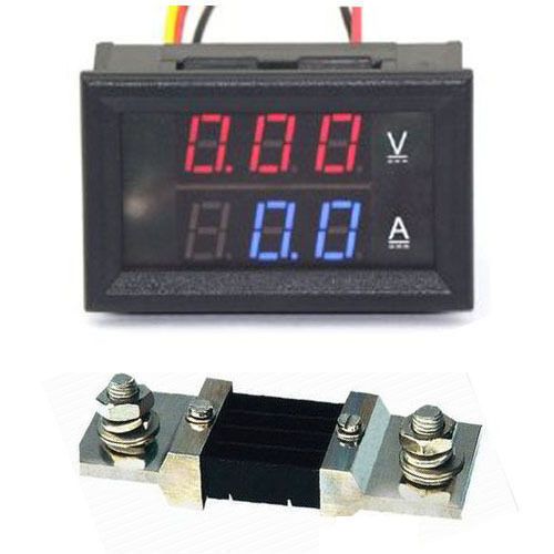 Dc 0-300v 500a digital voltmeter ammeter led volt amp current monitor+ shunt for sale
