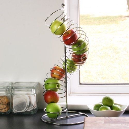 Products Spiral Fruit Basket Vertical Stylish Kitchen Storage Wire Chrome