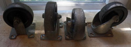 Set of 4 Vintage STEAMPUNK  heavy-duty 5&#034; inch casters FREE SHIPPING