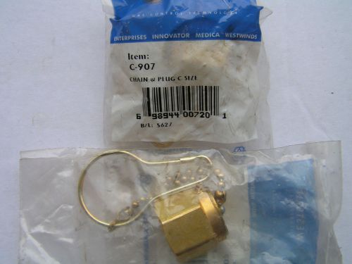 Western c-907 brass chain &amp; plug female oxygen rh nut/plug 7/8&#034;-14 new!!! for sale