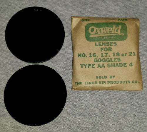 Vintage Welders Goggle Lenses Oxweld Type AA Green Lenses 1 Pair