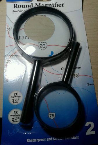 2 New strong Magnifier glass 3&#034;1/2 &amp; 2&#034;1/2 great coin collecting jewelry reading