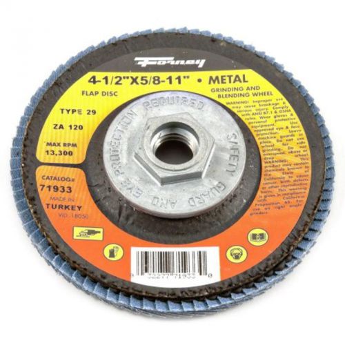 120-grit, 4-1/2&#034; flap disc, type 29 blue zirconia with 5/8&#034;-11 threaded arbor for sale