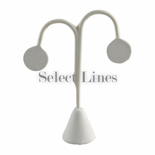 White Leather Tree Shape Earring Jewelry Display 4-3/4&#034;