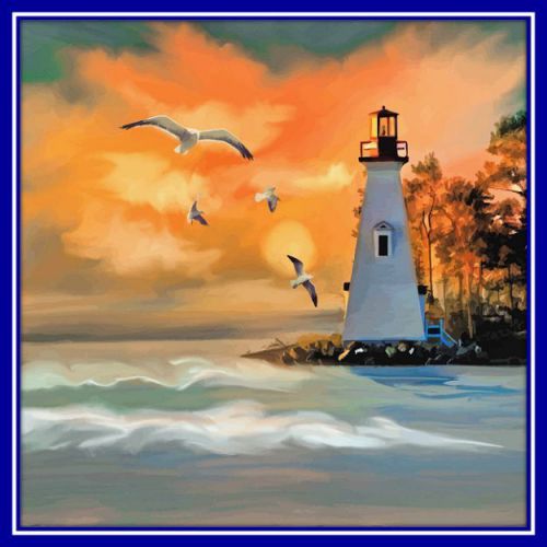 30 Custom Lighthouse at Sunset Personalized Address Labels