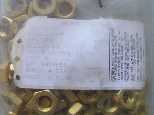 (50) Brass Jam Nuts 7/16&#034;-20NF NEW!!! Free Shipping