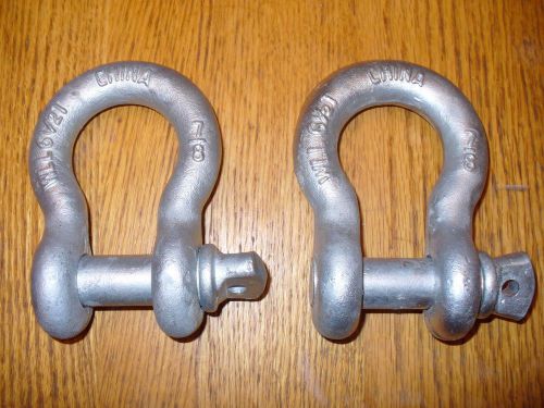 2 New 7/8&#034; Screw Pin Anchor Shackle 6.5 Ton Galvanized Chain Clevis 6 1/2 Ton
