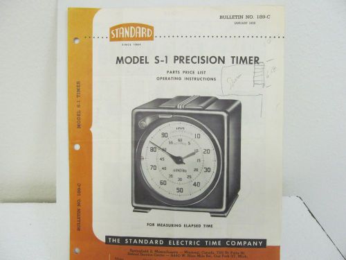Standard Electric S-1 Precision Timer Operating Instructions/Parts List