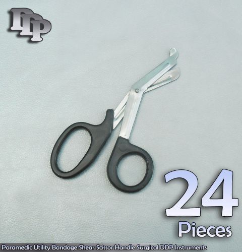24Pcs Paramedic Utility Bandage Shear Scissor 5.5&#034;Black Surgical DDP Instruments