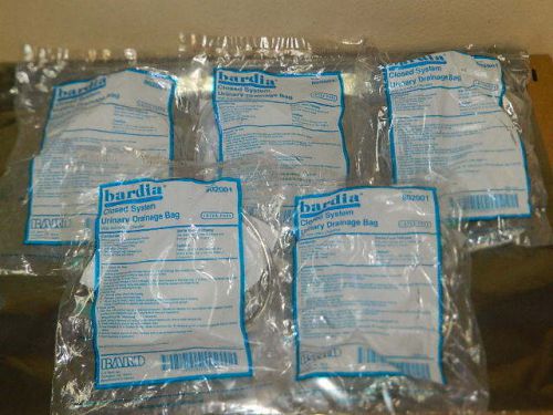 LOT OF 5x NEW BARDIA CLOSED SYSTEM UNIARY DRAIN BAGS 2000ML 802001