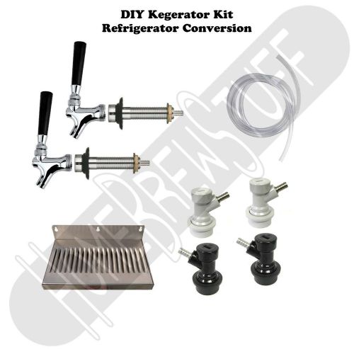 2 faucet homebrew draft kegerator kit  4 1/2&#034; shank drip tray ball lock fittings for sale