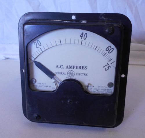 GE General Electric Vintage Panel Meter 0-75 AC Amp Type AD-7 8AD7ABZ33 n