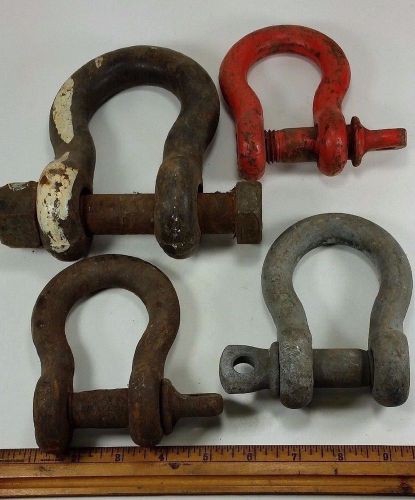 (lot of 4) shackle clevis utv rigging hoist 3 are 3/4&#034; &amp; 1 is 1&#034;   crosby  wll5t for sale