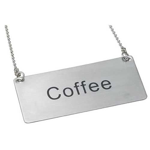 Winco SGN-203, Stainless Steel Chain Sign “Coffee”