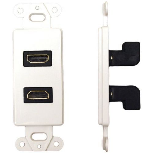 Datacomm Electronics 204502WH decor Wall Plate Insert w/90° Dual HDMI Connector