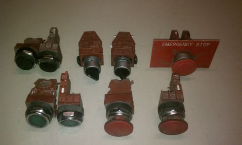 *lot of 9* pushbutton, rotary switch emergency stop 3sb14 00-0b p9b11vn  j259 for sale