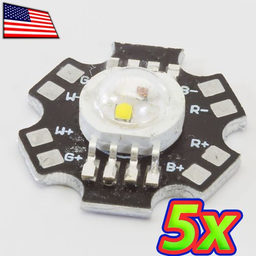 [5x] 4w rgbw led full color + cold white with heat sink bright 3v 300ma for sale
