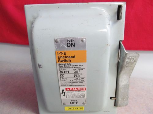 ITE JN421 Safety Switch 30 Amp 3 Pole 240 Vac fusible NEMA 1 encl