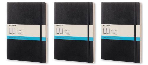 Pack of 3 Moleskine Classic Dotted Soft Cover Notebook, extra Large 7.5 x 10-In