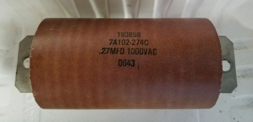 Miller Capacitor, POLYP FILM 193858 .27 UF 1000 VAC +8% -0% FREE SHIPPING