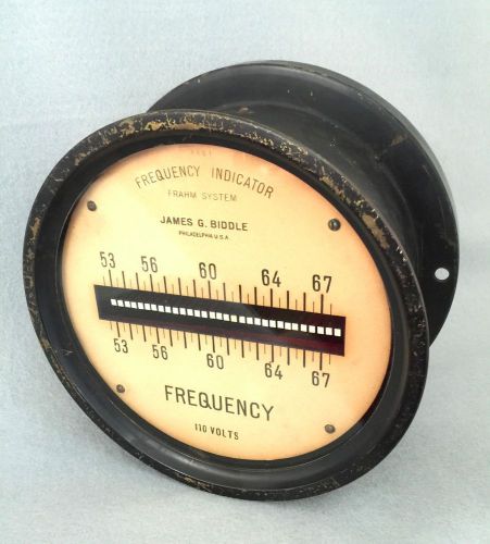 Unusual Large James G. Biddle Frequency Meter Indicator Frahm System Brass