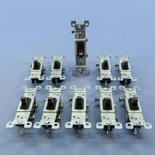 10 Brown Leviton Framed Toggle Wall Light Switches Single Pole 15A 120V 1451-2