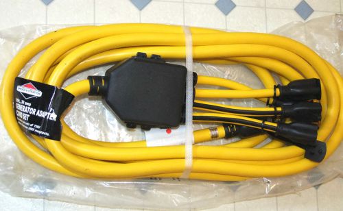 NEW Briggs &amp; Stratton 25 ft, 30 amp Generator Adapter Cord Set, 4x 120v Outlets