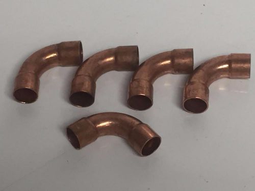 5 piece 5/8&#034; x 5/8&#034; elbow copper crimp plumbing fitting 90 cxc nos mueller for sale