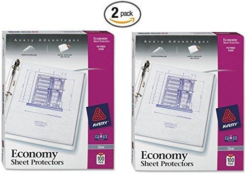 Avery economy clear sheet protectors, acid free, box of 100 (75091) 2 pack for sale