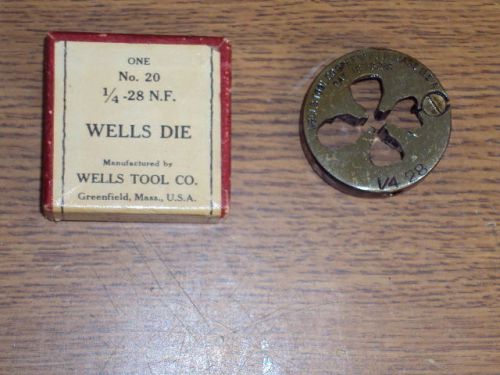 NEW WELLS TOOL CO ADJUSTABLE THREADING DIE 1/4-28 NF 1 3/4&#034; OD