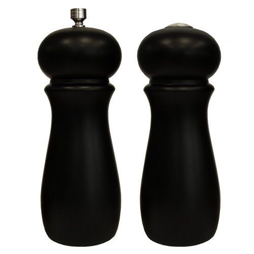 Winco SP-612, Salt Shaker and Pepper Grinder, Rubberwood with Black Matte Finish