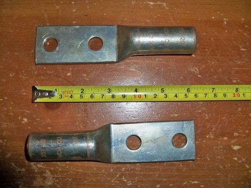 Lot Of 2 - 2 Hole BARREL COMPRESSION Crimp LUGS -- 18725120 -- 500 MCM CU - New