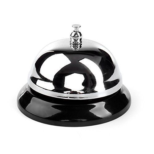 Flexzion Chrome Service Call Bell Classic with Black Base Touch Button 3.5inch