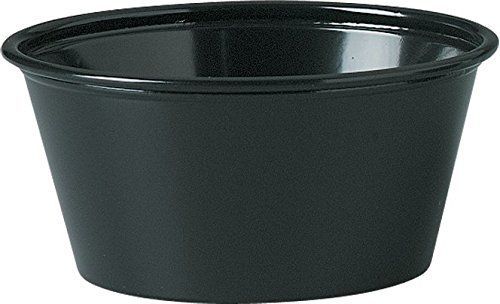 Sold individually solo plastic 3.25 oz black portion container for food, for sale