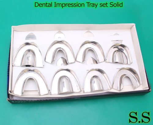 10 Dental Impression Tray set Solid Denture Instruments