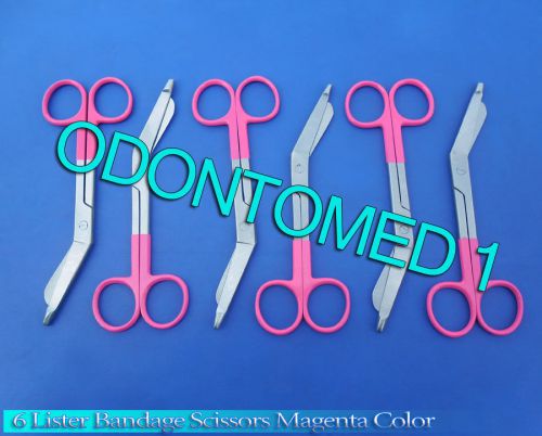 6 Lister Bandage Nurse Scissors - Color Handles(Magenta)