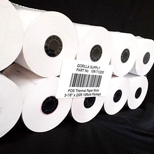 Gorilla Supply Thermal Receipt Paper Rolls 3-1/8 x 230ft, 10 rolls Sealed Pack