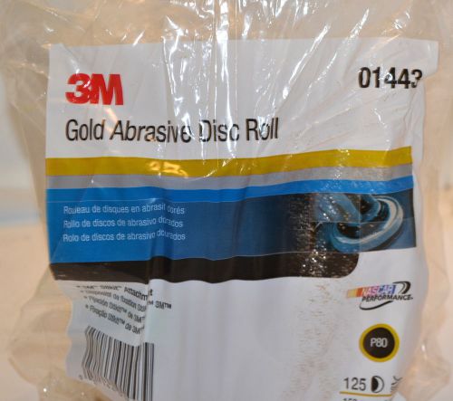 New roll 3m 236u stikit adhesive gold disc roll 6&#034; 80 grit 01443 125 discs wl651 for sale