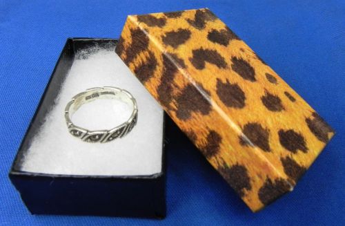 100 Leopard Print Cotton Filled Gift Boxes 2-5/8&#034; x1-1/2&#034; Jewelry Charm Ring Box