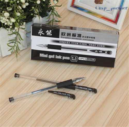 1box 12pcs 0.5mm Black Rollerball Pen Office Stationery Gel Pen Signing Pen
