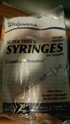 (50) Super Thin Syringes 1.0 ml 31 gauge Short Needle 100 units walgreens