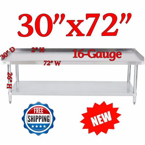 30&#034;x72&#034; 16-gauge stainless steel stand work prep table w/ undershelf backsplash for sale
