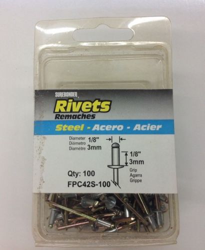 Rivets remaches Steel QTY 100 1/8&#034; 3mm 1/8&#034; FPC42S-100 New In Box 3
