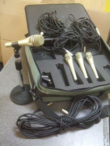 Lot 4x Lanier Uni-Directional Dynamic Microphones 500 Ohm Cables Case Stand #RTG