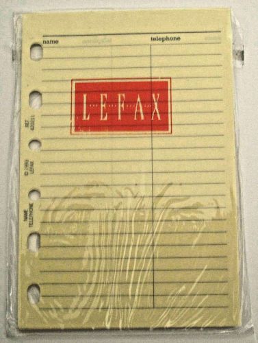 Lefax Name Telephone Contact Planner Refill 4 or 6 Ring 3 1/4 x 4 3/4 Yellow