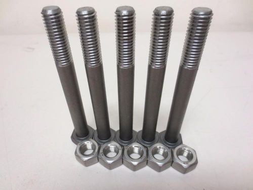 Qty. (5) ameribolt 1/2&#034;-13x4 5/8&#034; hardened b8 hex stainless steel bolts + nuts for sale