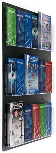 Displays2go wall mounted literature rack, hanging with adjustable pockets, 29x35 for sale