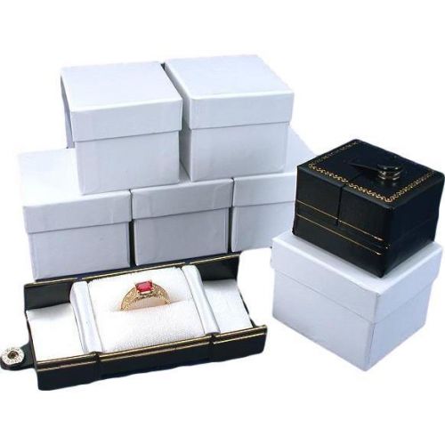 6 Black Leatherette Snap Closure Ring Boxes Displays
